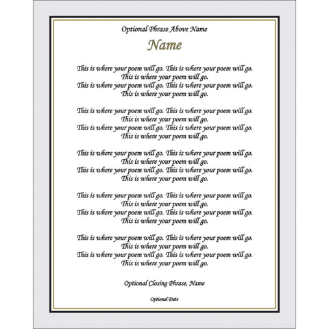Classic Design for Your Poem or Message, 8x10 Print Unframed