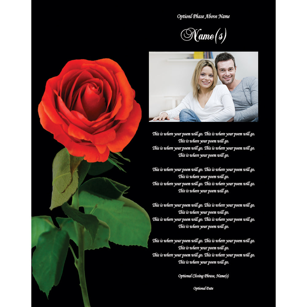 Personalized Poem in Beautiful Rose Design. 8x10 Inches Print