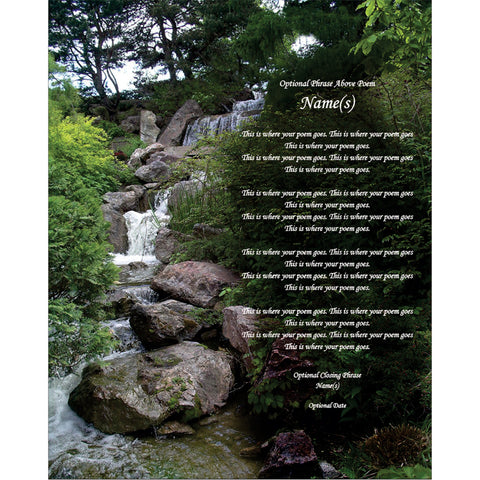 Your Poem on this Waterfall Design 8x10 Inch Print