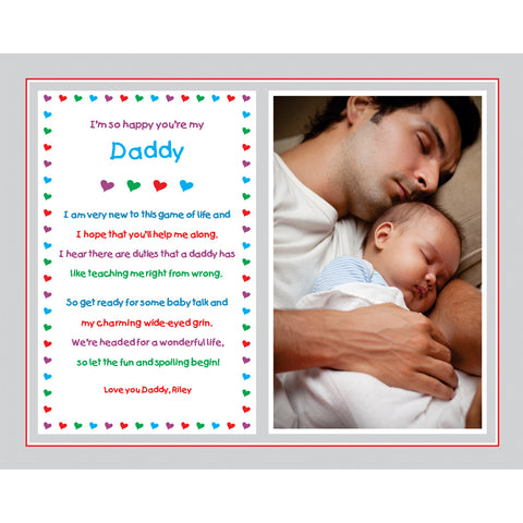Daddy Gift From Newborn, New Dad Sweet Poem 8x10 Inch Print, Add Photo