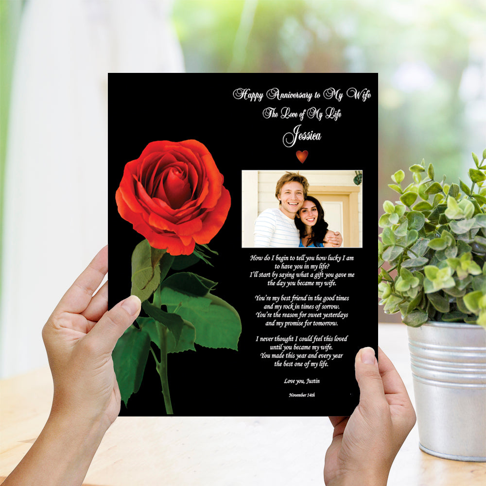Happy Anniversary To My Wife, Love of My Life Personalized Poem Print