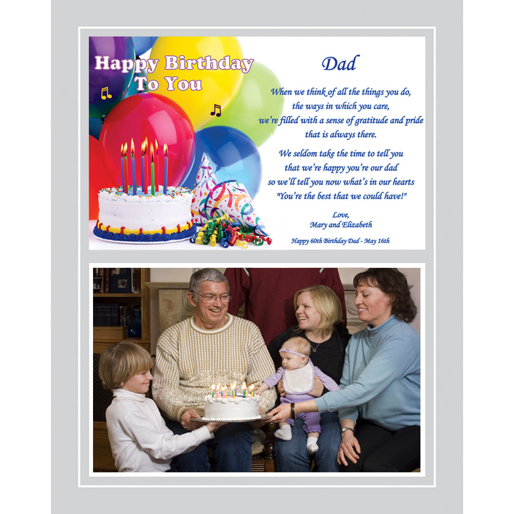Gift for Dad, Happy Birthday 8x10 Inch Print for Father