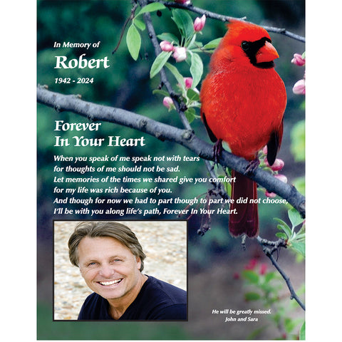 Cardinal Condolence Sympathy Gift - Touching Personalized Poem Honoring Him or Her