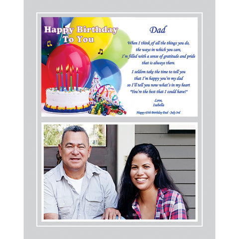 Gift for Dad, Happy Birthday 8x10 Inch Print for Father