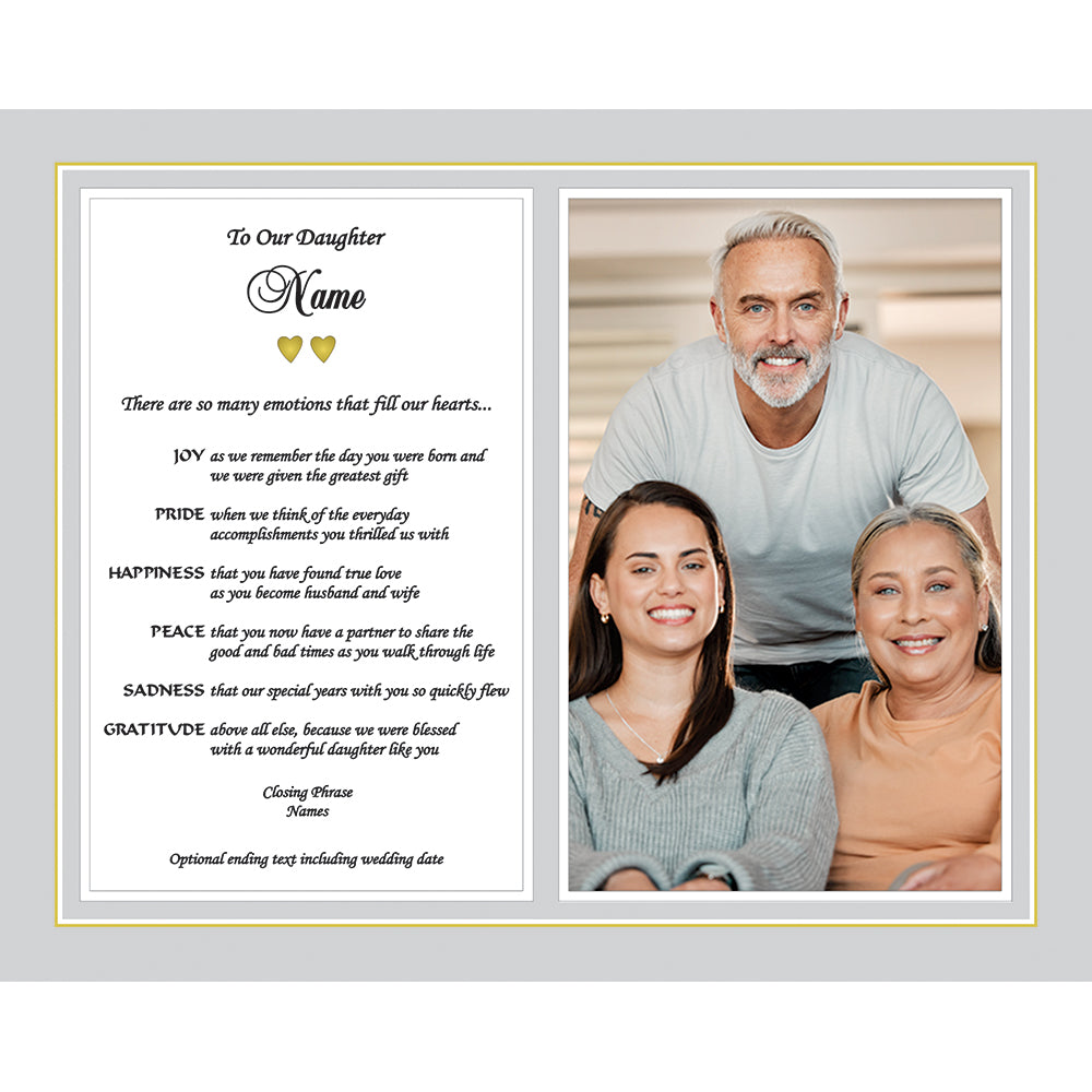 Daughter Wedding Gift - Personalized 8x10 Print from Mom and/or Dad