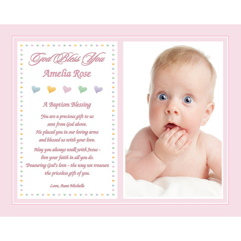 Personalized Baptism or Christening Gift for Baby Girl, Sweet Blessing 8x10 Inch Print