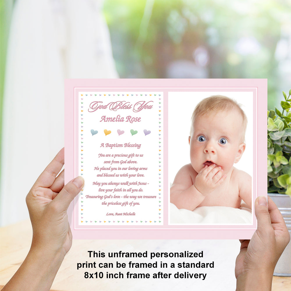 Personalized Baptism or Christening Gift for Baby Girl, Sweet Blessing 8x10 Inch Print