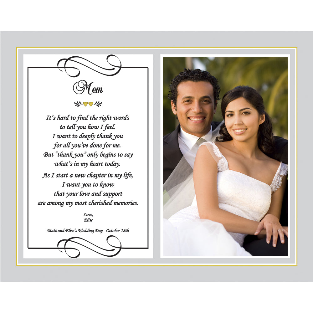 Wedding Parent Gift - Thank You to Parents, Mom and/or Dad, 8x10 Personalized Print