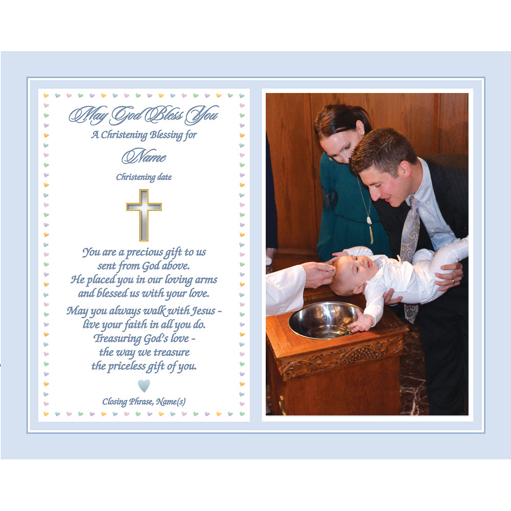 Baby Boy Baptism or Christening Gift, Personalized Sweet Blessing 8x10 Inch Print