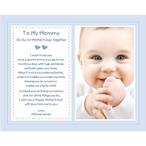 To My Mommy On Our First Mother's Day for a New Mom from Baby Boy, 8x10 Inch Print, Add Photo