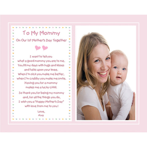 1st Mother's Day Together Poem from Daughter to Mommy from Her New Baby Girl, Unframed 8x10 Print, Add Photo