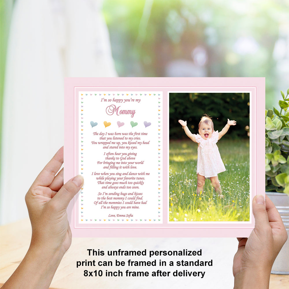 Baby Daughter for Mommy Personalized 8x10 Inch Print, Sweet Words for Mom, Birthday or Christmas Gift