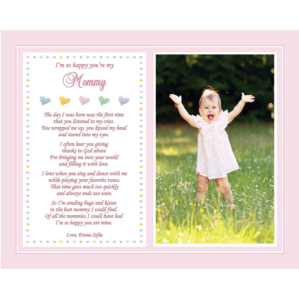 Baby Daughter for Mommy Personalized 8x10 Inch Print, Sweet Words for Mom, Birthday or Christmas Gift