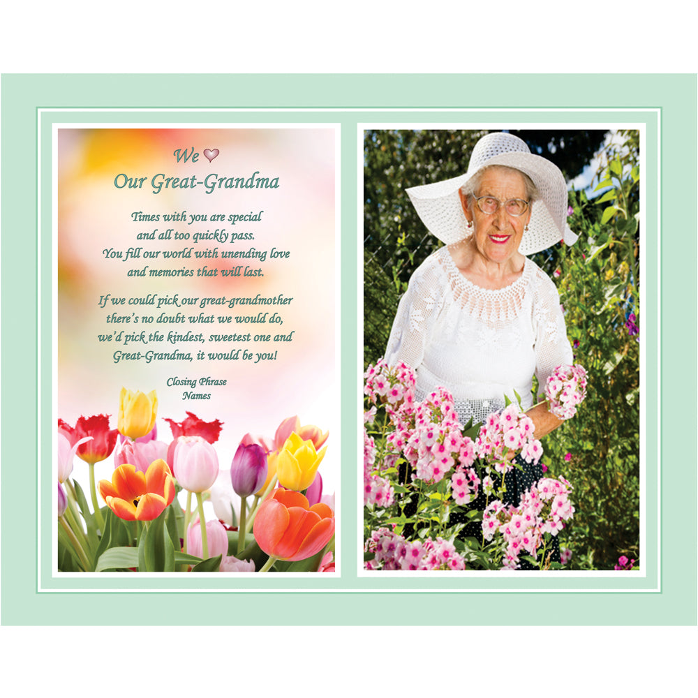 Great Grandmother, Grandma Personalized Christmas Gift from Grandchild Print with Sweet Poem, Add Photo