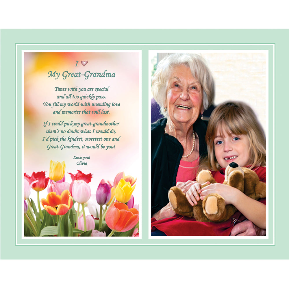 Great Grandmother, Grandma Personalized Christmas Gift from Grandchild Print with Sweet Poem, Add Photo