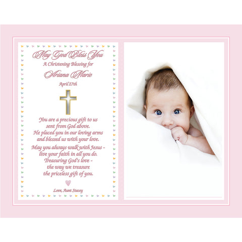 Personalized Baptism or Christening Blessing for Baby Girl, 8x10 Inch Print