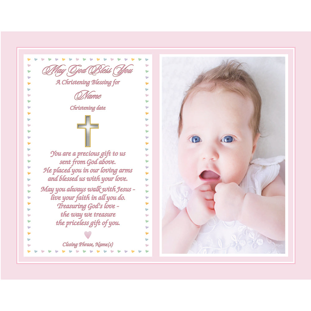 Personalized Baptism or Christening Blessing for Baby Girl, 8x10 Inch Print