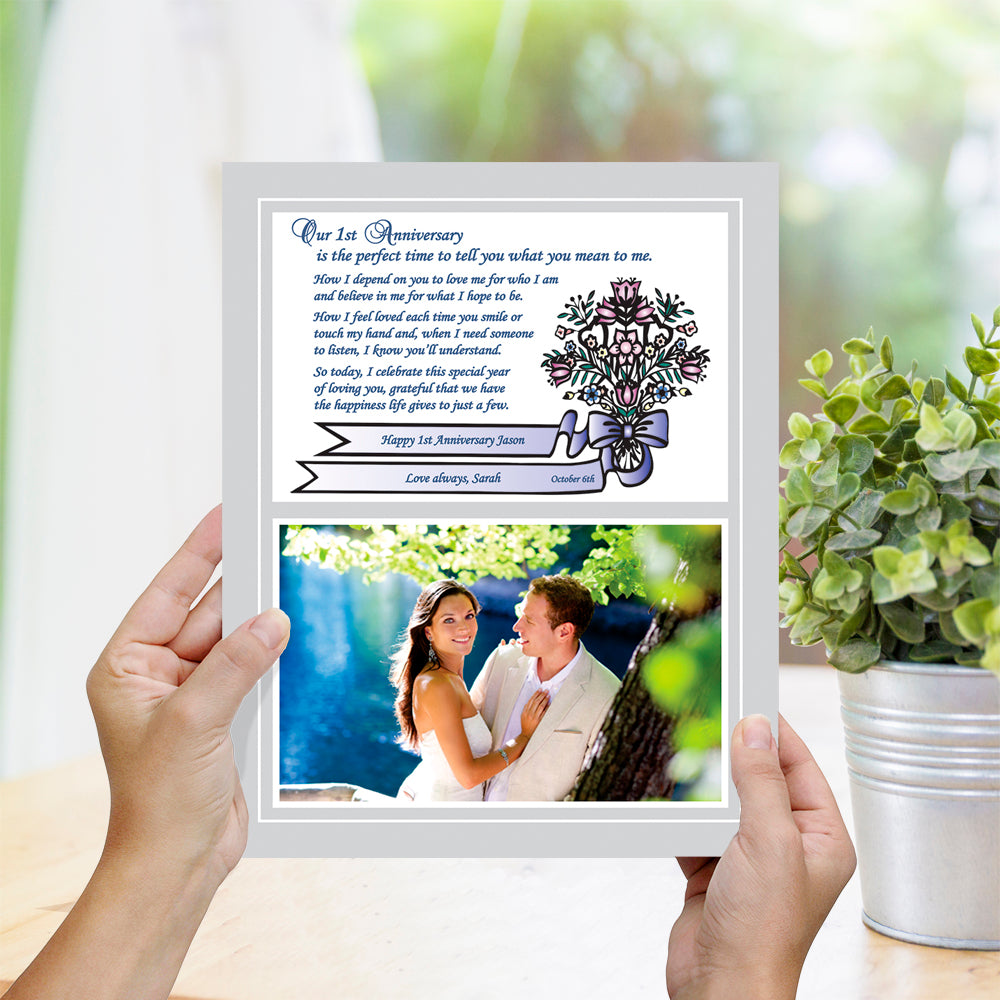 First Anniversary Personalized Gift for Him or Her, 8x10 Inch Print