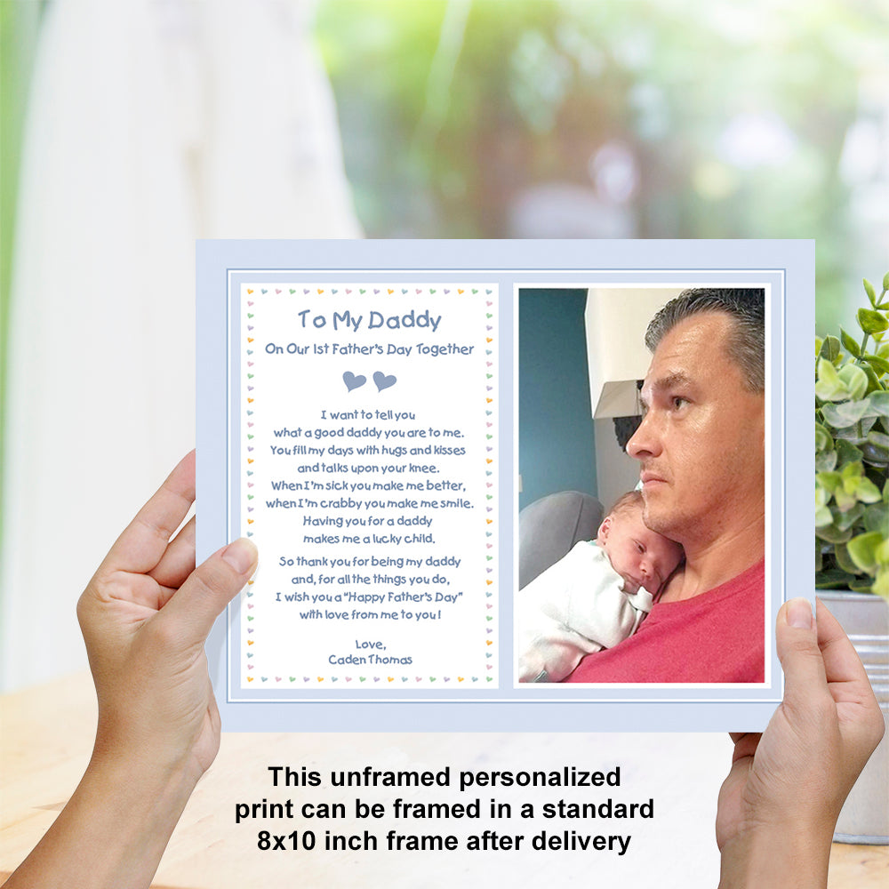 1st Father's Day Together Poem from Son to Daddy, New Dad Gift from Baby Boy, Upload a Photo