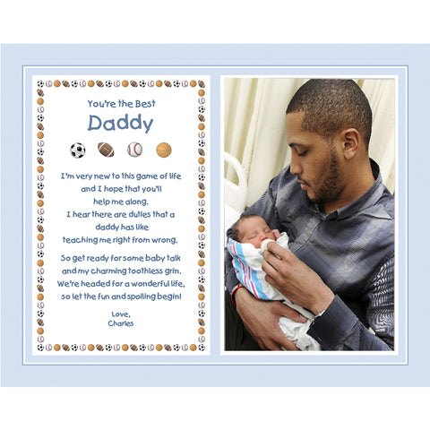 Gift for New Dad - Sports Themed Design with Personalized Poem from Baby