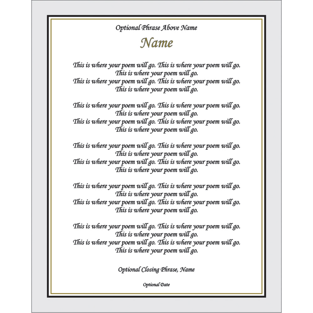 Classic Design for Your Poem or Message, 8x10 Print Unframed