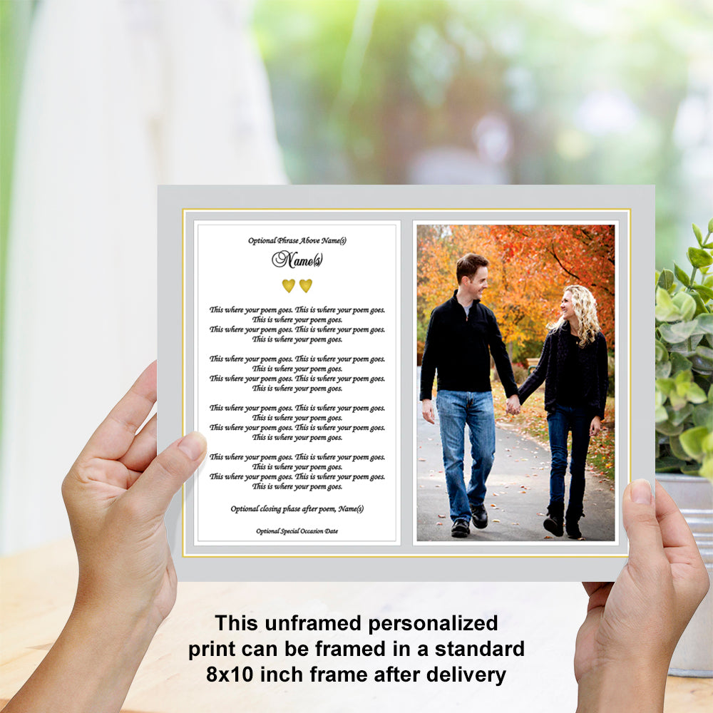 Your Poem as a Poetry Gift, 8x10 Inch Print Personalized with Names and Photo