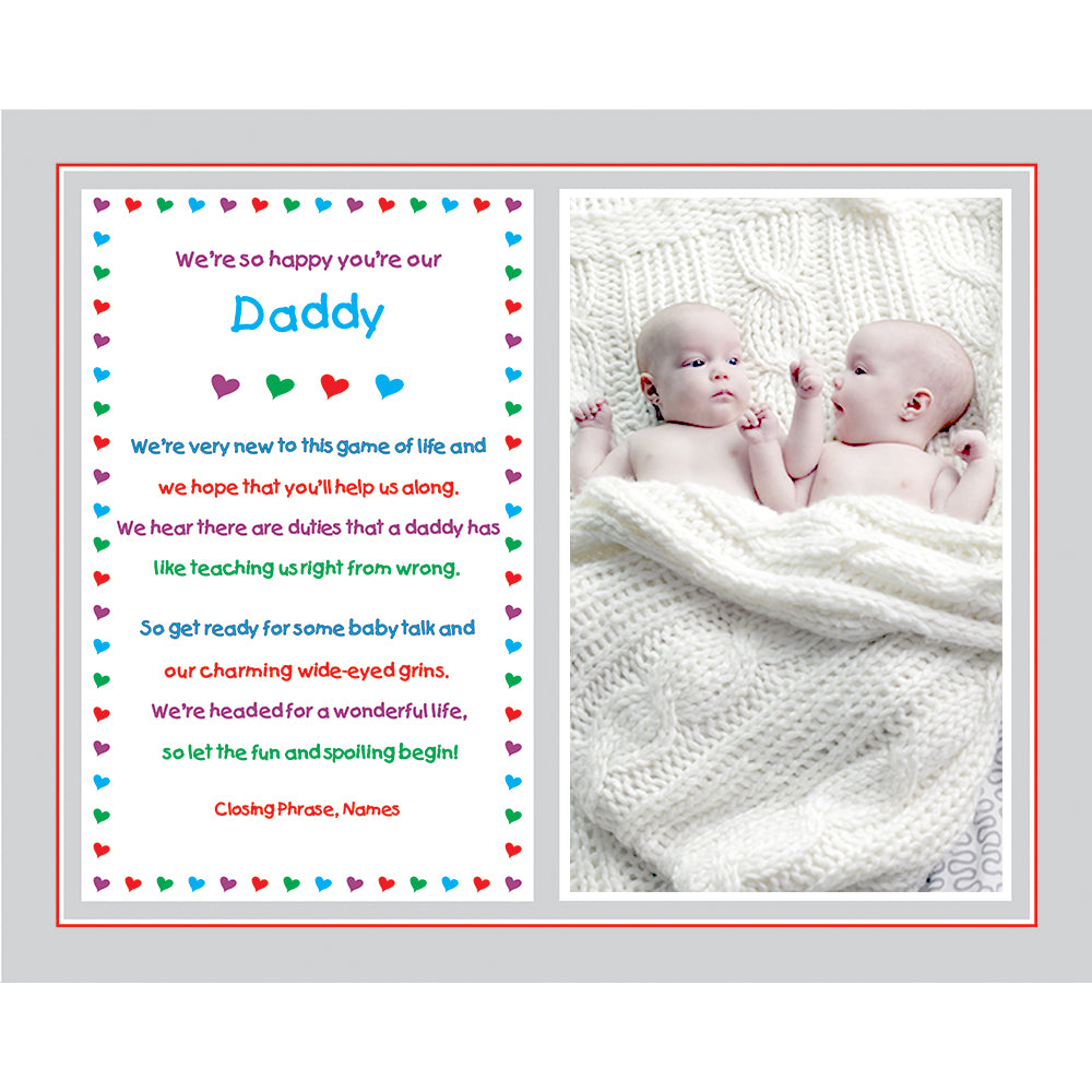 Daddy Gift From Newborn, New Dad Sweet Poem 8x10 Inch Print, Add Photo