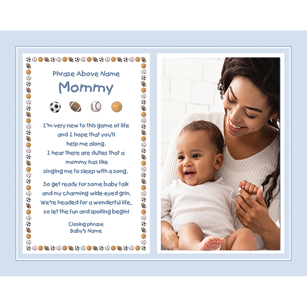 Gift for New Mom - Sports Themed Design with Personalized Poem from Baby