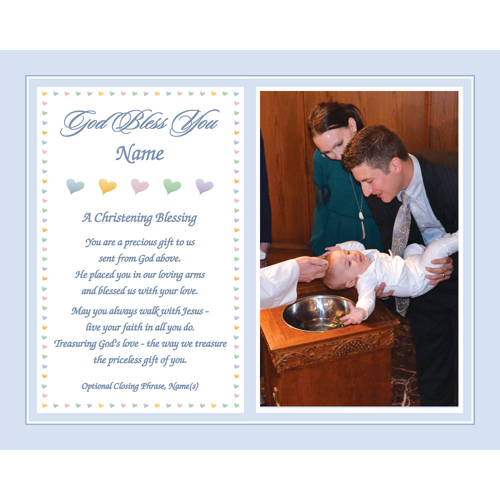 Baptism Gift for Baby Boy, Personalized 8x10 Inch Print with Name and Photo