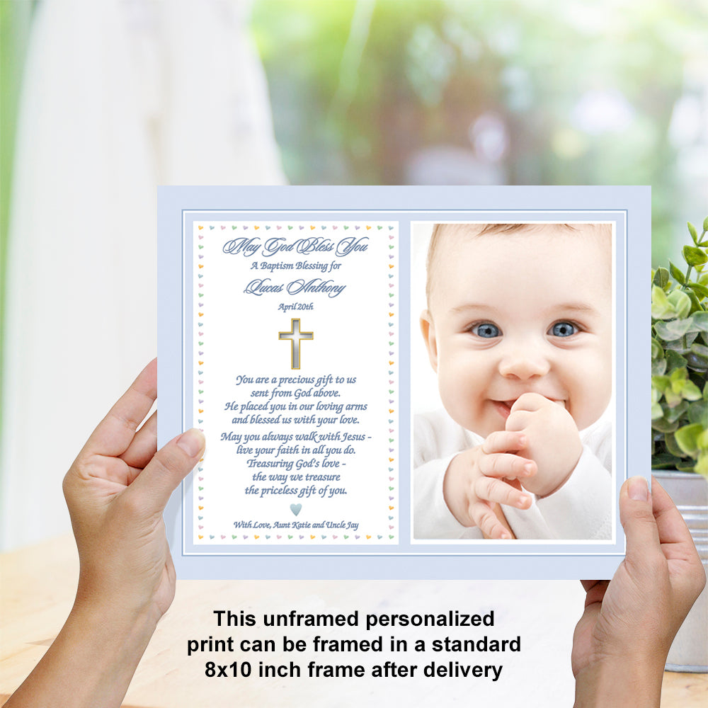 Baby Boy Baptism or Christening Gift, Personalized Sweet Blessing 8x10 Inch Print