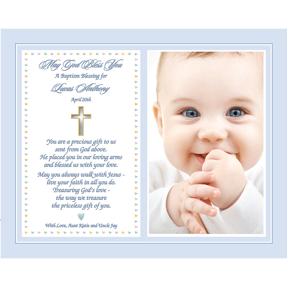 Baby Boy Baptism or Christening Gift, Personalized Sweet Blessing 8x10 Inch Print