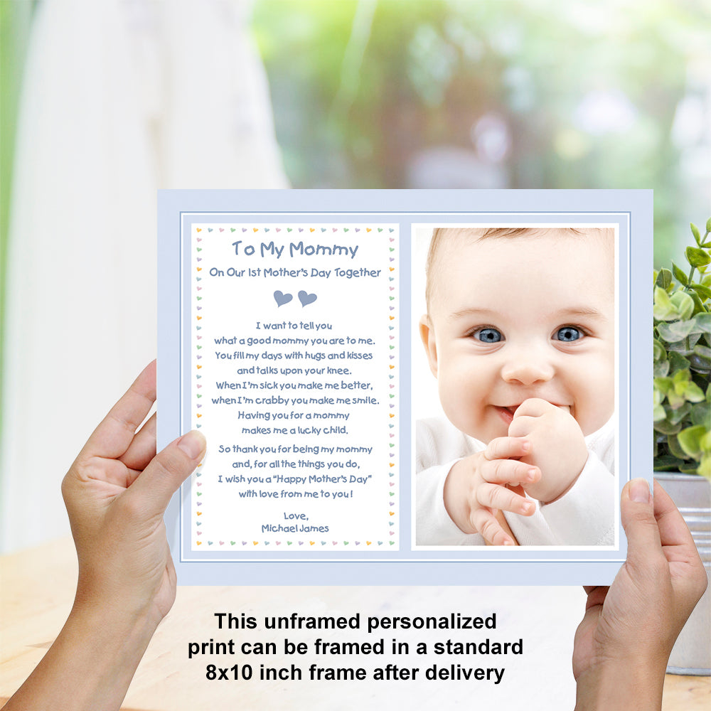 To My Mommy On Our First Mother's Day for a New Mom from Baby Boy, 8x10 Inch Print, Add Photo