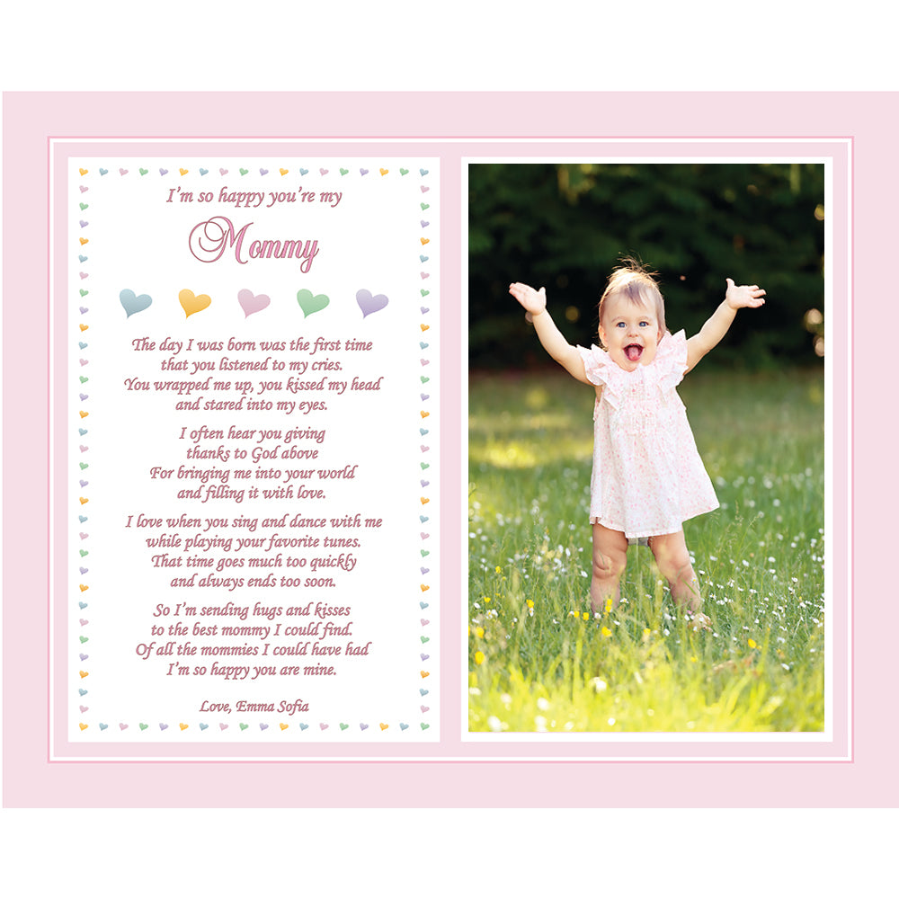 Baby Daughter for Mommy Personalized 8x10 Inch Print, Sweet Words for Mom, Birthday or Mother's Day Gift