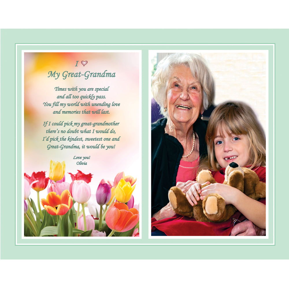 Great Grandmother, Grandma Personalized Mother's Day Gift from Grandchild Frame with Sweet Poem, Add Photo