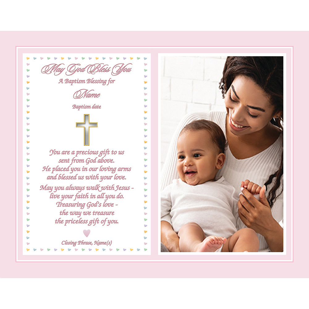 Personalized Baptism or Christening Blessing for Baby Girl, 8x10 Inch Print