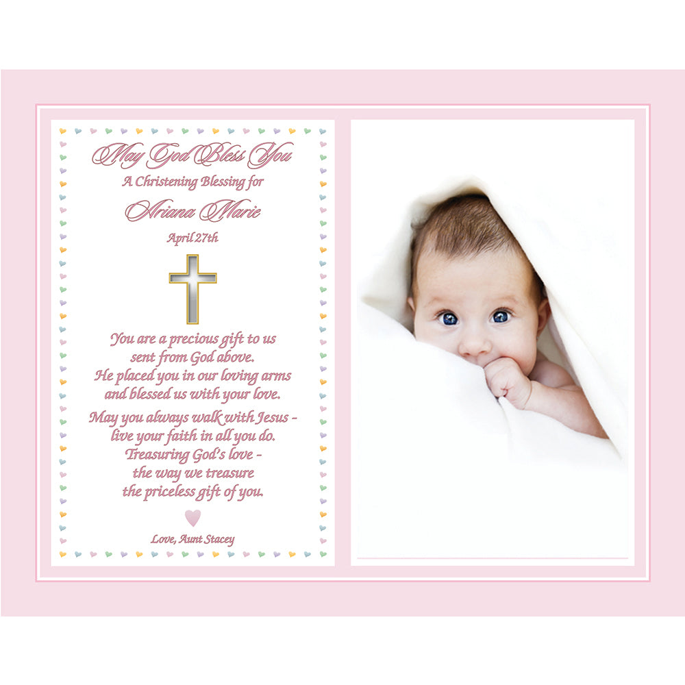 Personalized Baptism or Christening Blessing for Baby Girl, 8x10 Inch Print