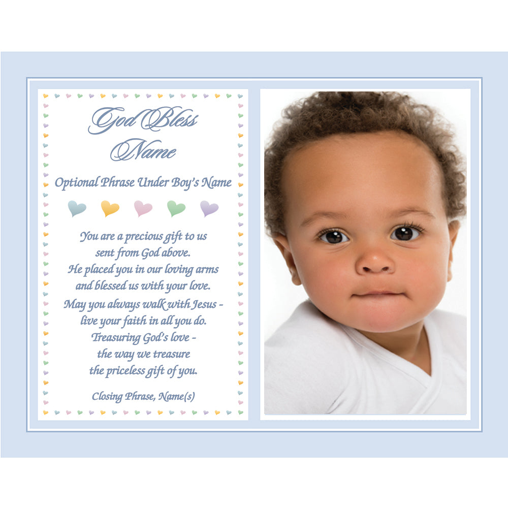 New Baby Boy Grandson Baptism Gift, 8x10 Inch Print with Name and Photo