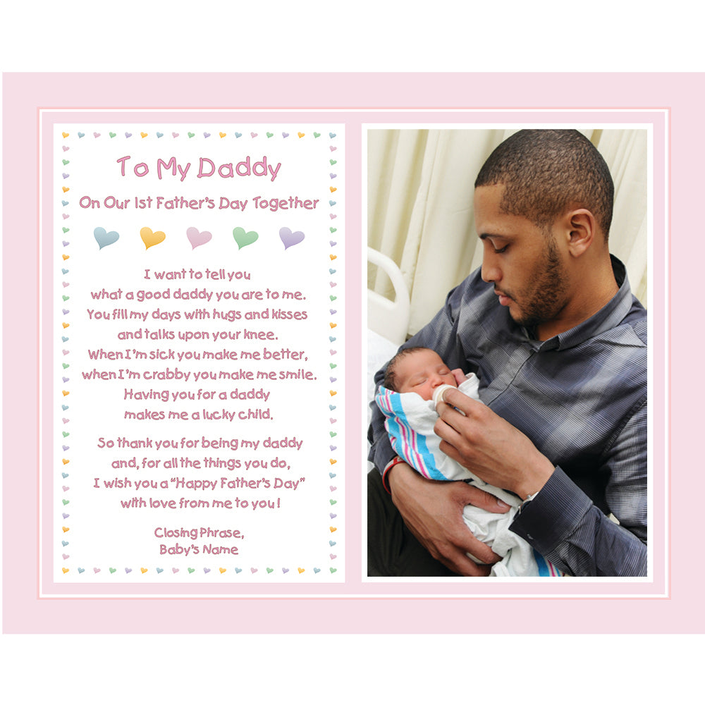 1st Father's Day Together Poem from Daughter to Daddy, New Dad Gift from Baby Girl, Unframed 8x10 Print, Add Photo
