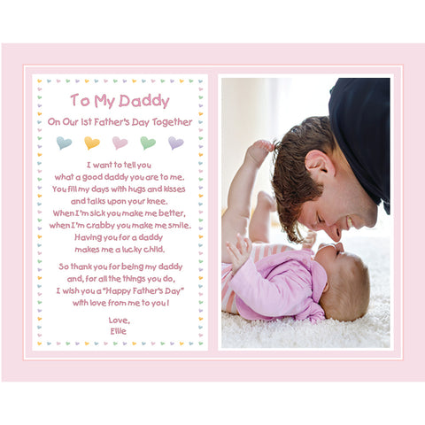 1st Father's Day Together Poem from Daughter to Daddy, New Dad Gift from Baby Girl, Unframed 8x10 Print, Add Photo