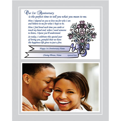 First Anniversary Personalized Gift for Him or Her, 8x10 Inch Print