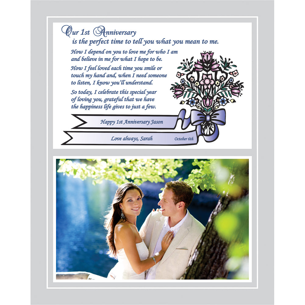 First Anniversary Personalized Gift for Him or Her, 8x10 Inch Print