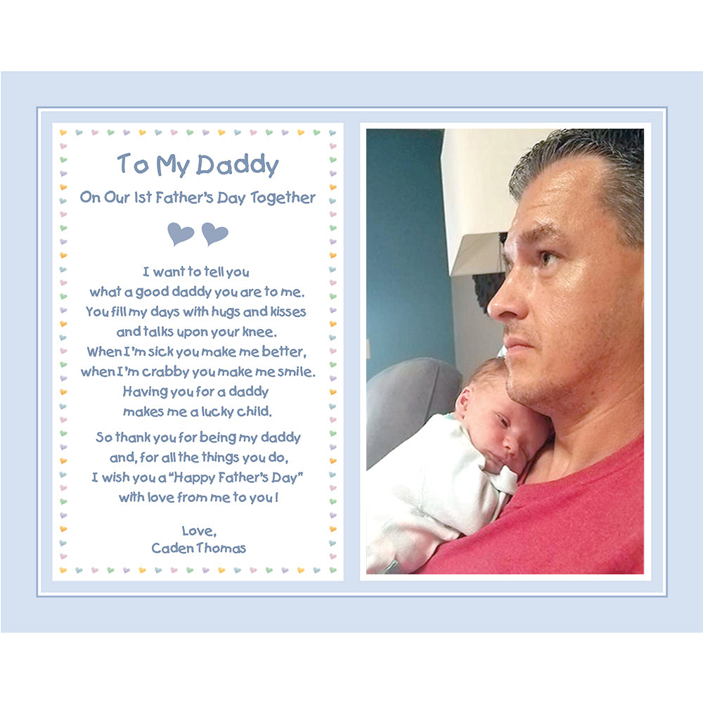 1st Father's Day Together Poem from Son to Daddy, New Dad Gift from Baby Boy, Add 4x6 Inch Photo