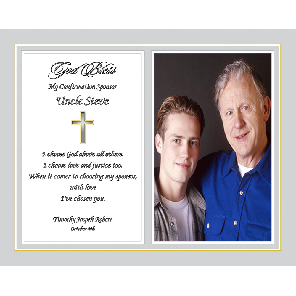 Custom Confirmation Sponsor Gift, Unframed 8x10 Inch Print Personalized with Names and Photo