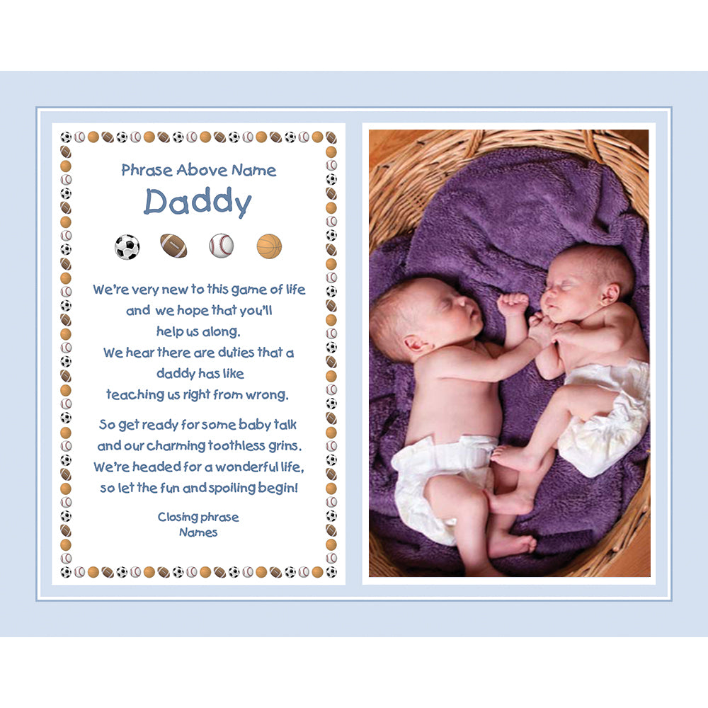 Gift for New Dad - Sports Themed Design with Personalized Poem from Baby