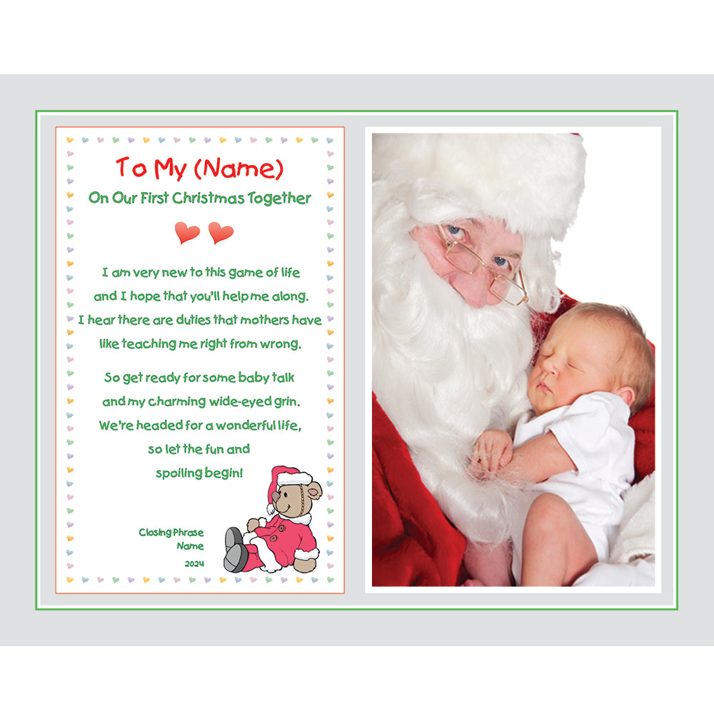 Poetry Gifts New Mom, To My Mommy On Our First Christmas Together, Personalized 8x10 Inch Print, Add Photo