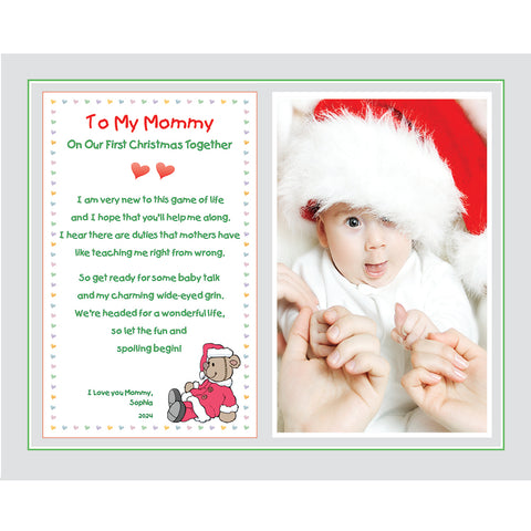 Poetry Gifts New Mom, To My Mommy On Our First Christmas Together, Personalized 8x10 Inch Print, Add Photo