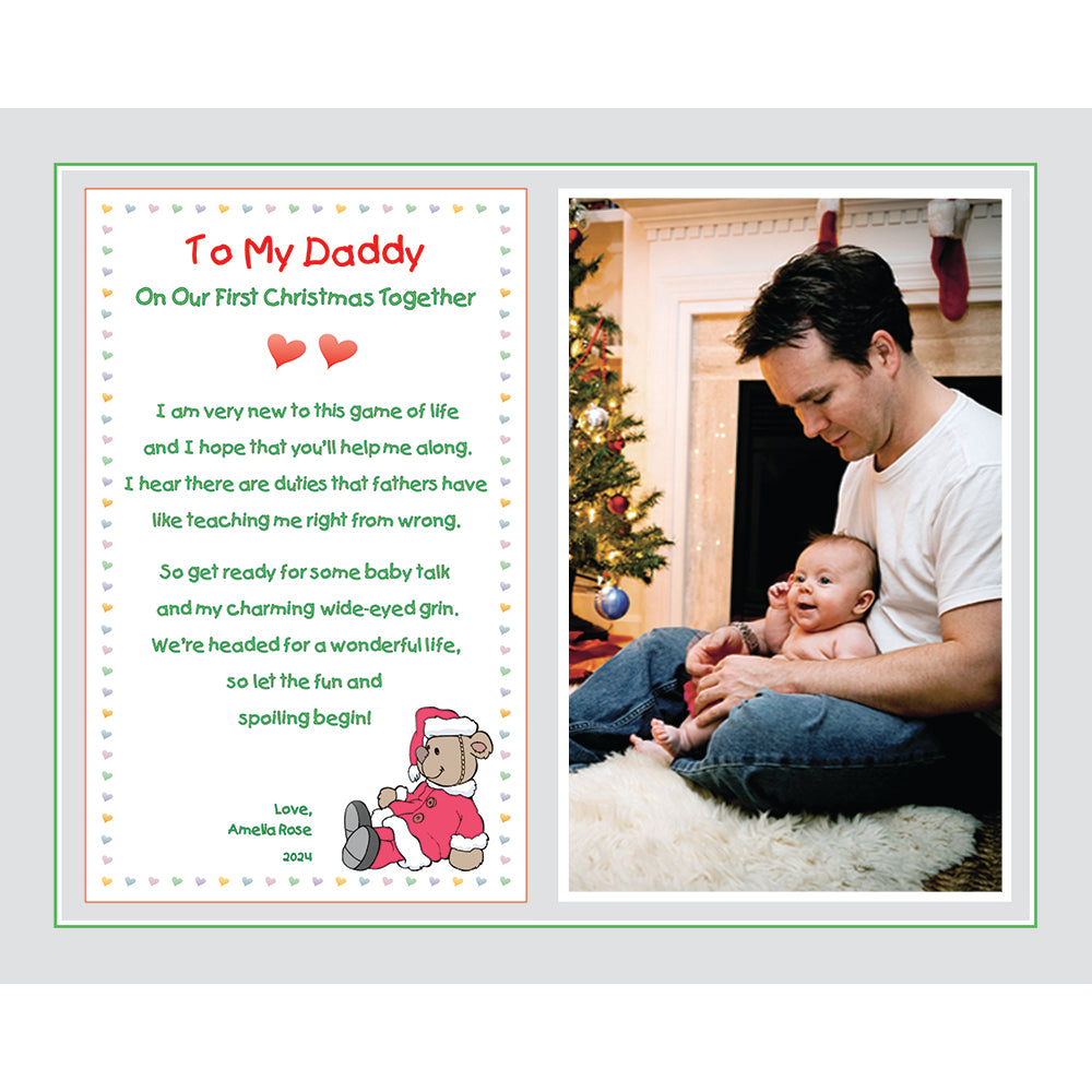 Poetry Gifts New Dad, To My Daddy On Our First Christmas Together, 8x10 Inch Print with Photo