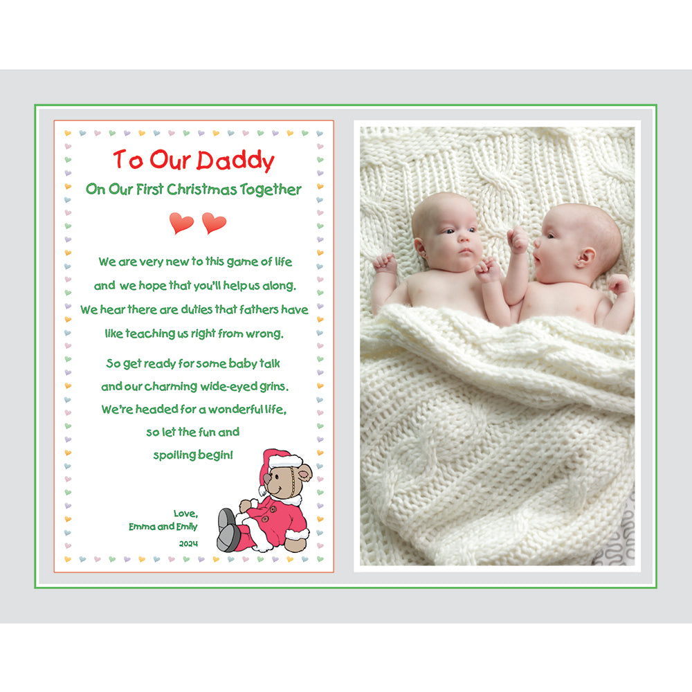 Poetry Gifts New Dad, To My Daddy On Our First Christmas Together, 8x10 Inch Print with Photo