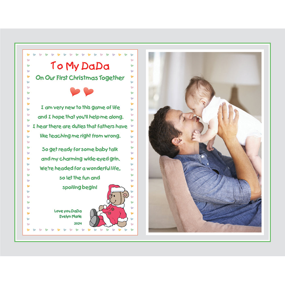 Poetry Gifts New Dad, To My Daddy On Our First Christmas Together, 8x10 Inch Print with Photo