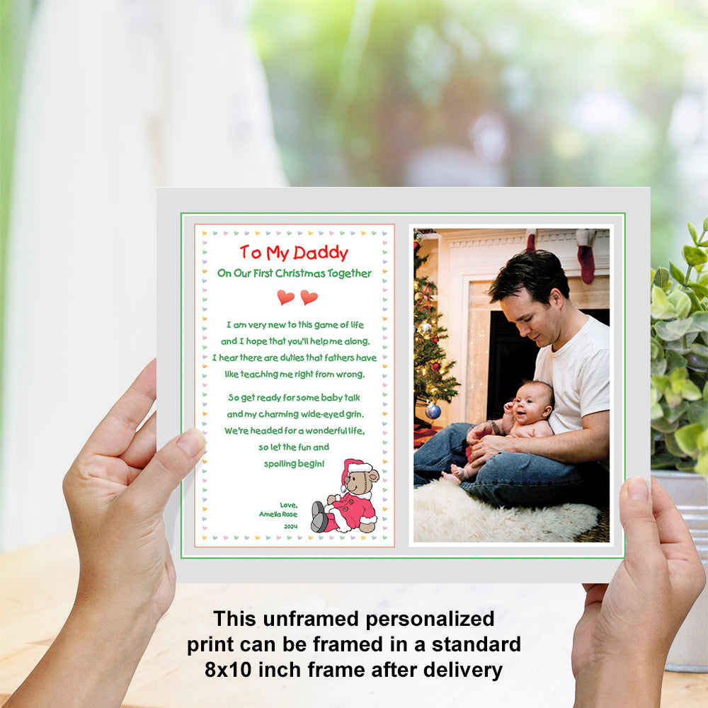 Poetry Gifts New Dad, To My Daddy On Our First Christmas Together, 8x10 Inch Print with Photo